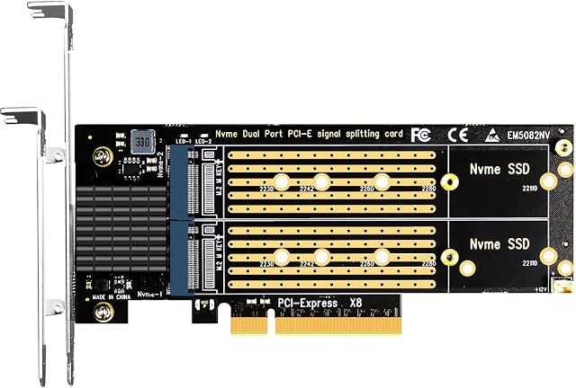 GLOTRENDS Dual M.2 PCIe 4.0/3.0 X8 Adapter, Support 2 x M.2 PCIe SSD RAID-on-CPU (VROC) in Intel Platform and PCIe 4.0 NVMe RAID in AMD Platform, PCIe Bifurcation Motherboard is Required (PA21)