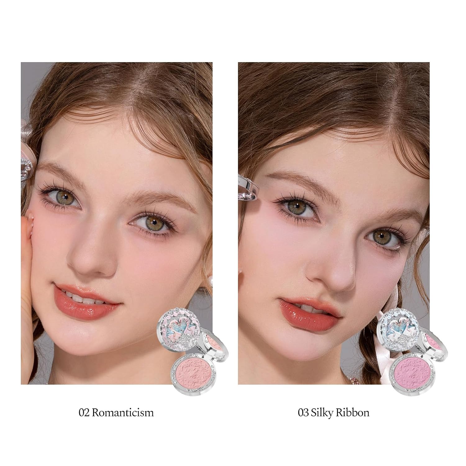 Flower Knows Swan Serenade 11-Piece Makeup Gift Box Set,Includes Makeup Palette,Blush,Highlighter,Lip Gloss,Hand Mirror,Bag Charm,Brush*2,Gift Box,Perfect Anniversary Valentine,Make Up Gift - Image 5