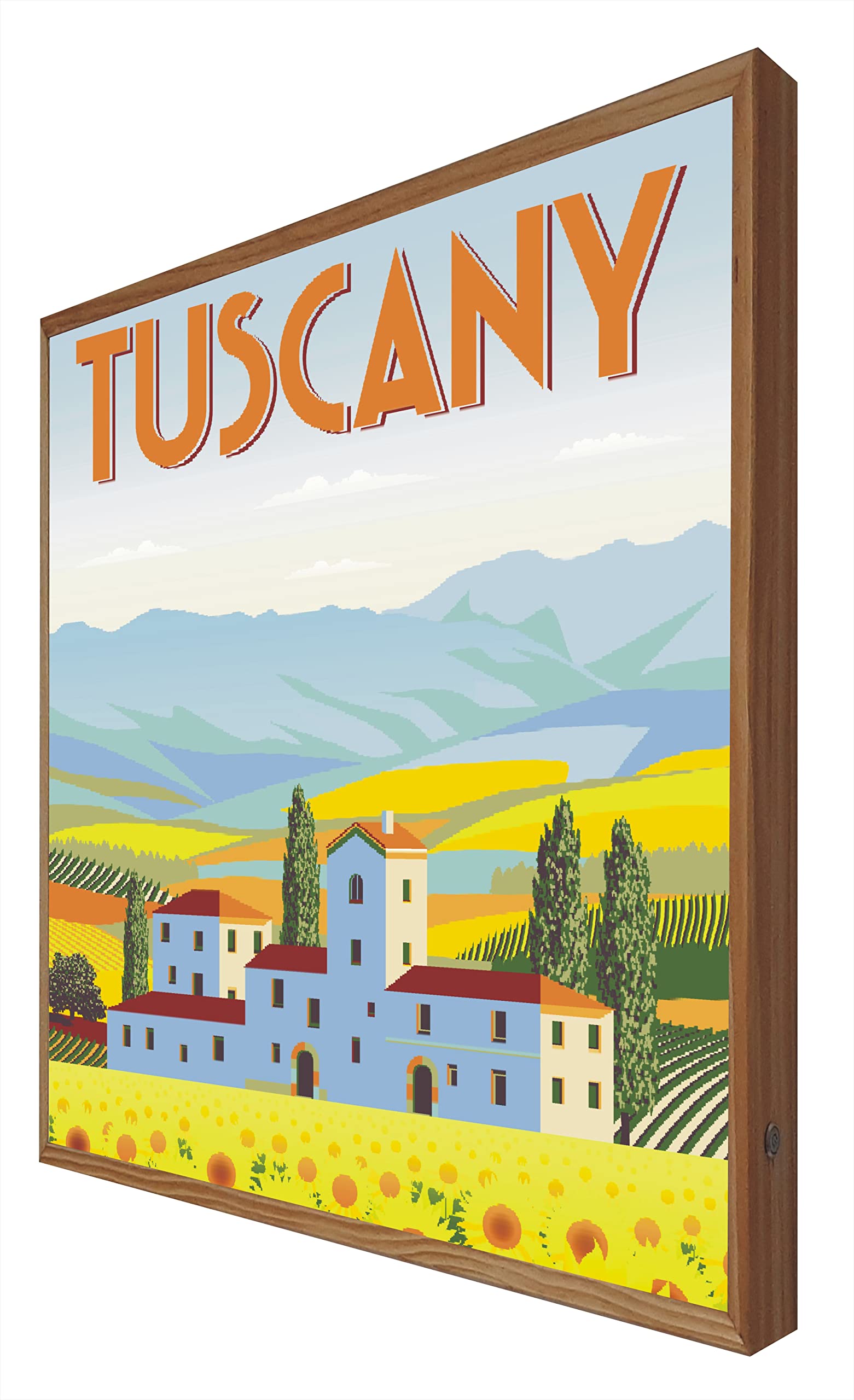 Affiche vintage lumineuse Toscane LED tableau retro deco voyage Italie