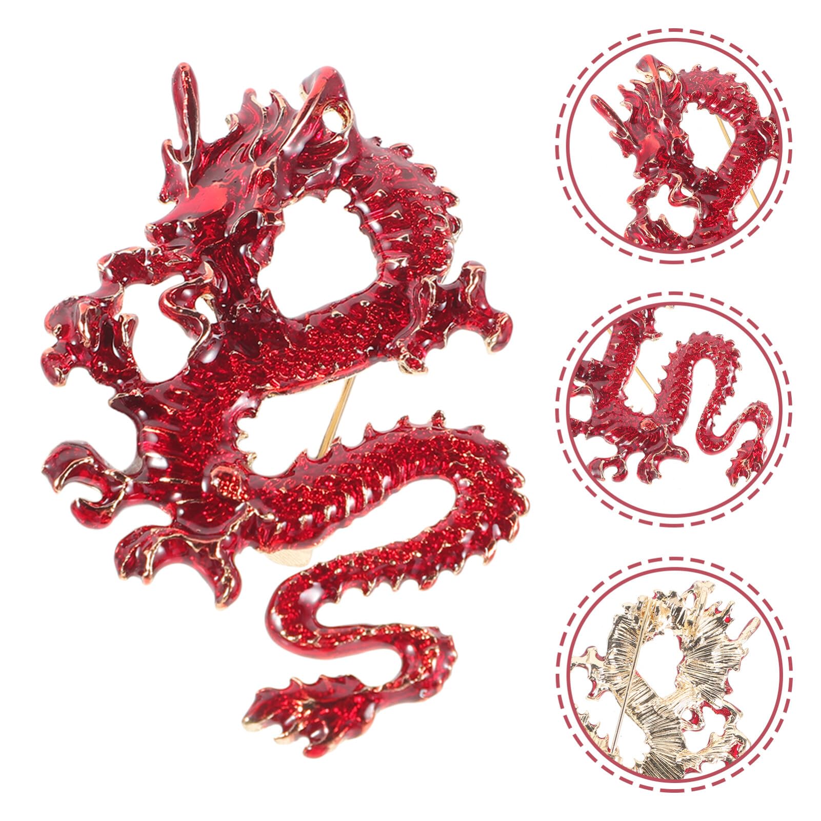 Women's Jewelry Emaille Vintage Zodiac Dragon Brosche Pin Frauen Männer Tierstifte Clip Revers für Schals Pullover Jacken Kleidung Kleidung 6.5x4.1 cm Flower Brooch