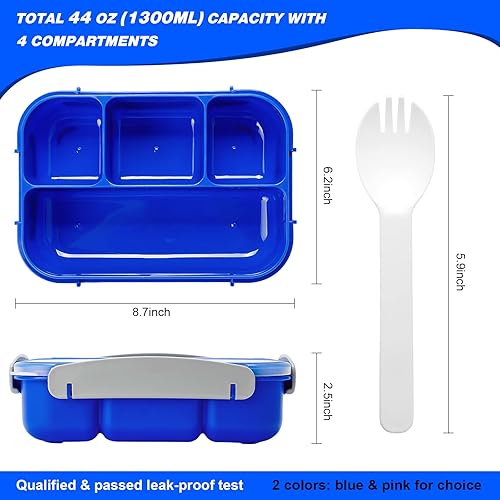 Miniatura 2 de SCIREATH Kit de lonchera Bento Box de 44.0 fl oz, juego de caja Bento japonesa de 4 compartimentos con bolsa de almuerzo, lata de salsa, tazas de