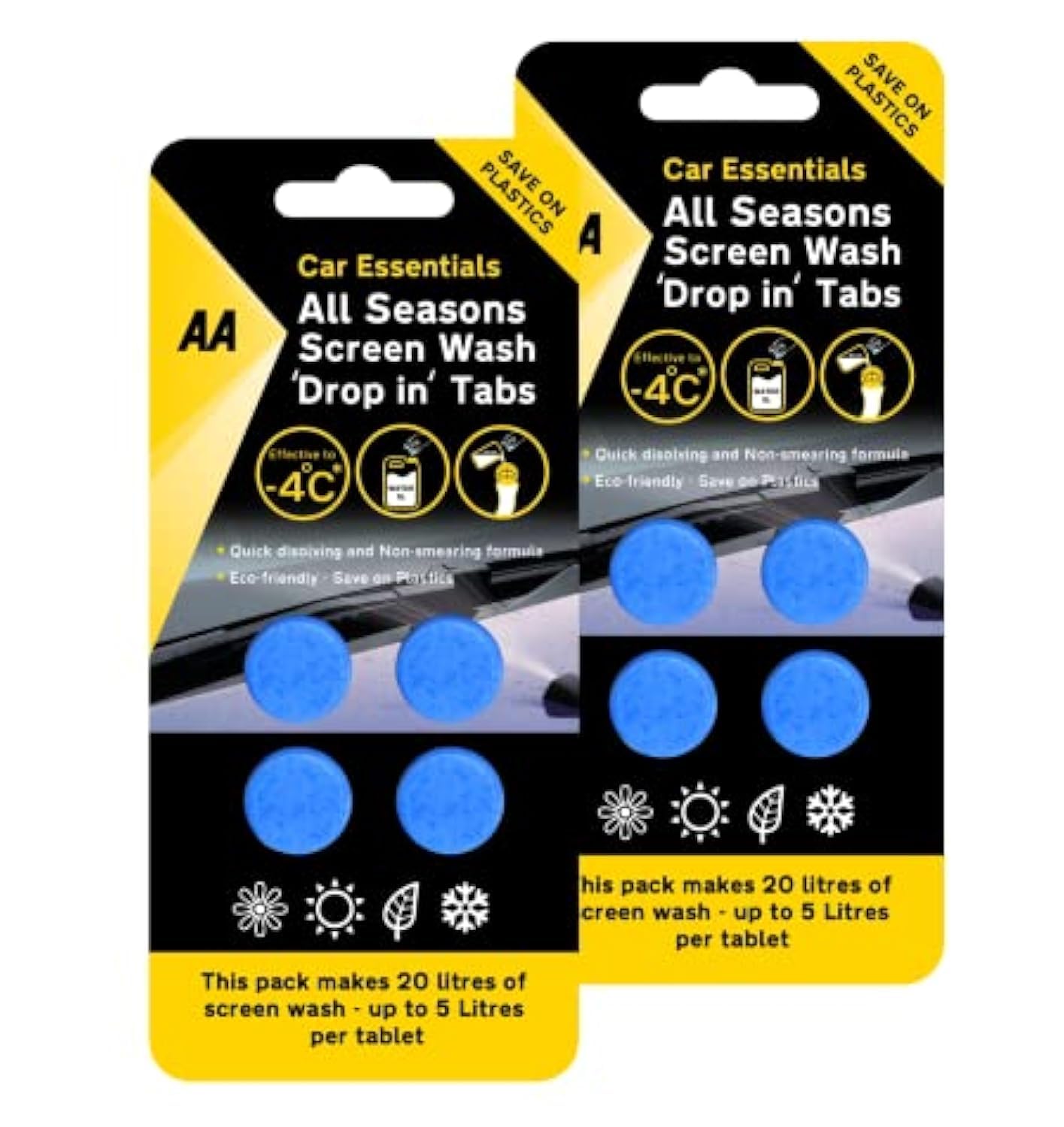 8 x All Seasons Screenwash Tablets - makes up to 40 litres - Effective to -4C - Save on Plastics