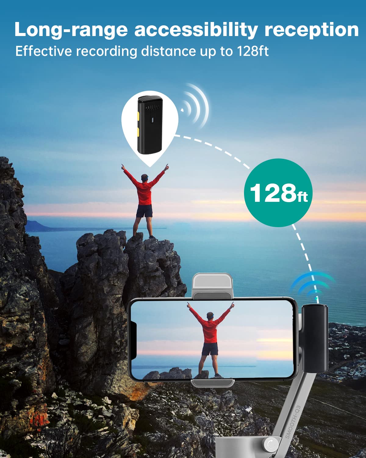 K10 - Microfono lavalier wireless per iPhone, iPad, iPhone, cancellazione del rumore, microfono da bavero con 2 mini microfoni, microfono Lav per YouTube, Facebook e TikTok