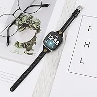 Vista 5 de Minyee Compatible con Fitbit Versa 4/Versa 3/Sense 2/Sense Band para mujer, correa de cuero delgada y fina, pulsera para reloj inteligente Fitbit