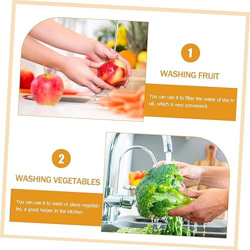 Miniatura 5 de SOLUSTRE Drenaje manual de doble uso cesta de drenaje manual para cocina secado beige arroz verduras doble capa filtro de plástico para mango de