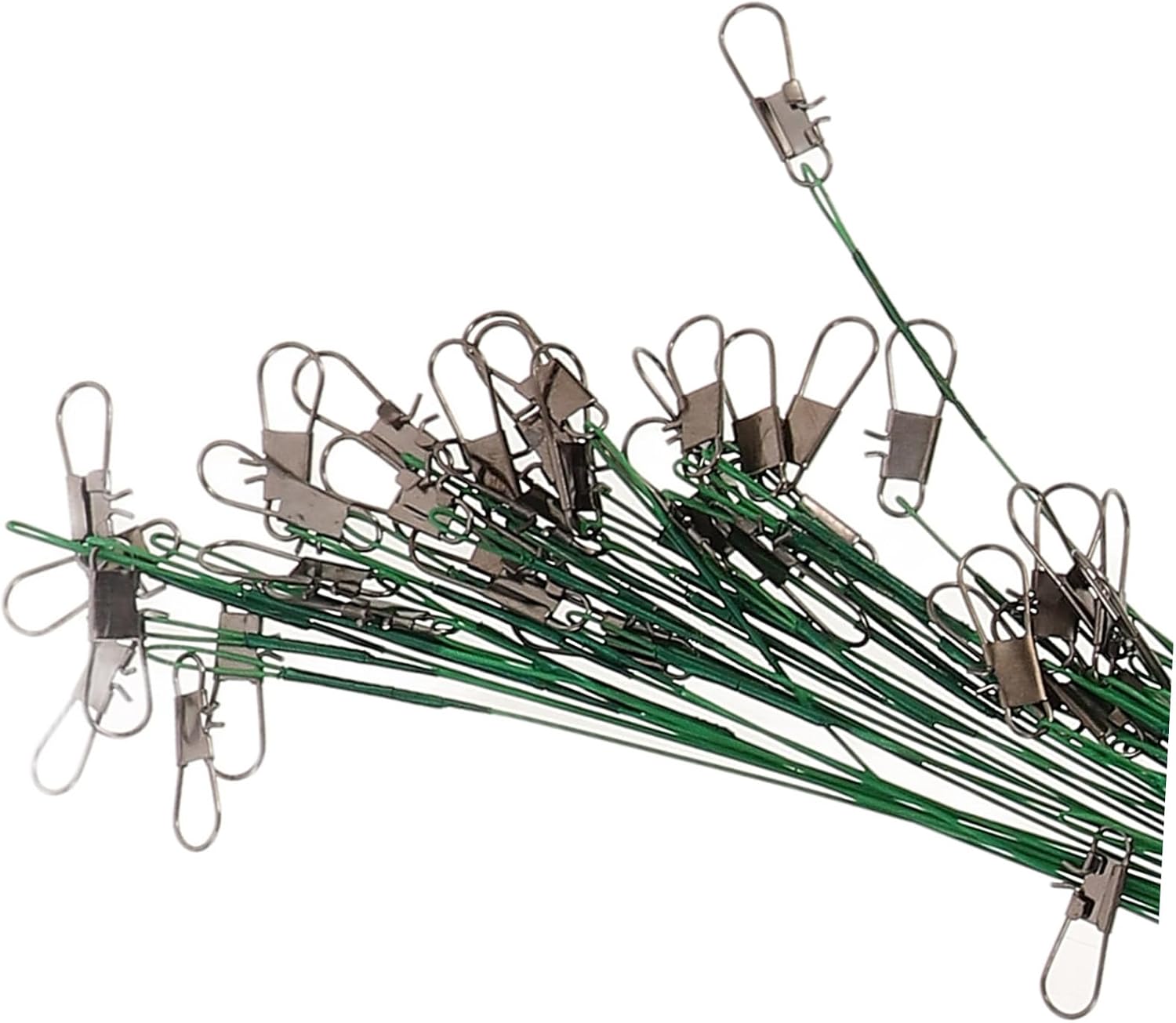 40Pcs Fishing Wire Steel Leaders Double Connectors for Freshwater Saltwater Fishing Durable Versatile for Hooks and Lures