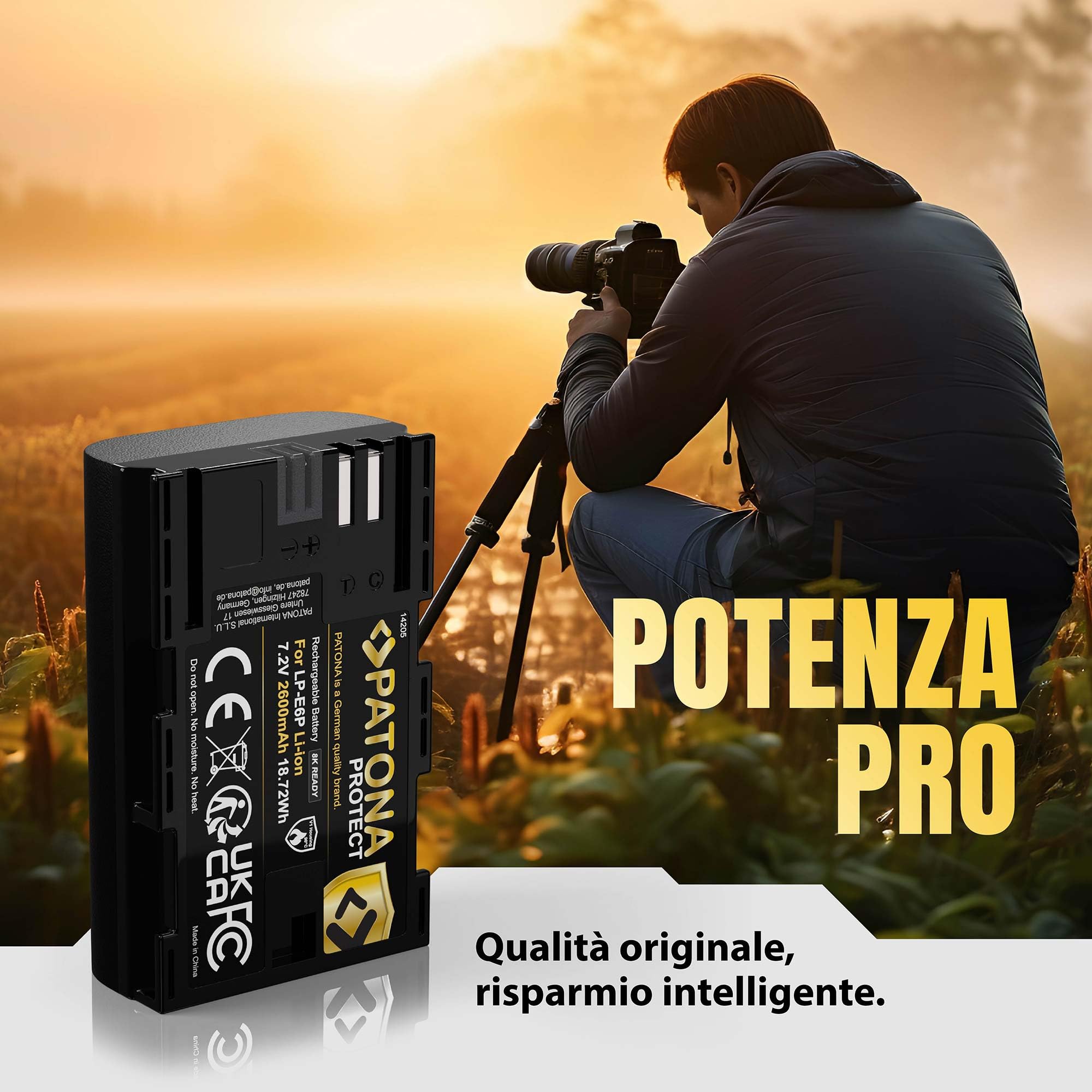 PATONA 2x Protect Batteria LP-E6P 2600mAh 6A – pronta per 8K, per Canon EOS R5 Mark II & R5C – sostituisce LP-E6P LP-E6NH LP-E6N LP-E6 – compatibile con R6 R6II R7 5D IV 90D – guscio V1