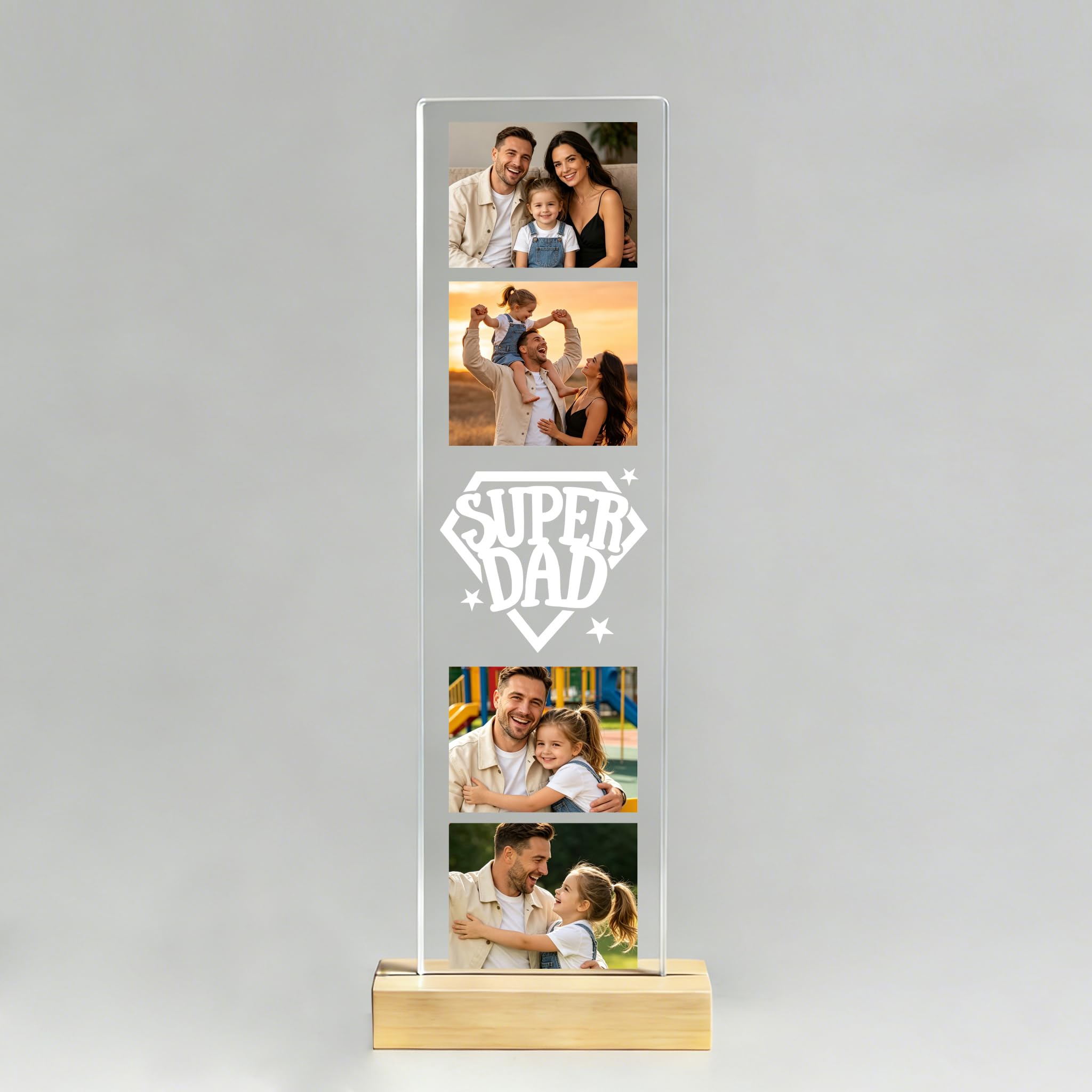 EDSG Personalised Fathers Day Dad Gifts from Daughter Son, Custom Photo Frame Acrylic Plaque, Personalised Picture Frames Photo Gifts for Men, Dad, Husband, Boyfriend, Birthday, Christmas (Design 2)