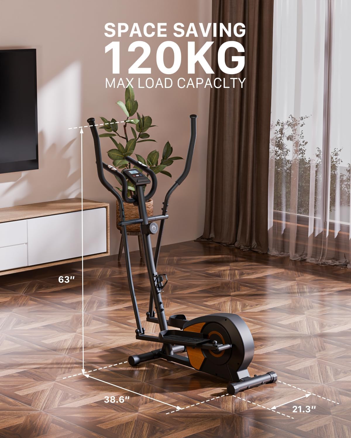 Ellittica da Casa Silenziosa, Aeriflo S100 Ellittica Magnetica con 16 Livelli di Resistenza, Volano 6kg, Salvaspazio, Bluetooth con App, Schermo LCD e Ruote di Trasporto per Allenamento Cardio