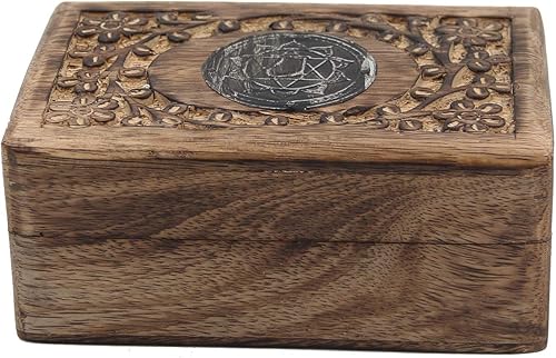 Miniatura 2 de Caja de almacenamiento de madera tallada a mano para chakras (corazón)