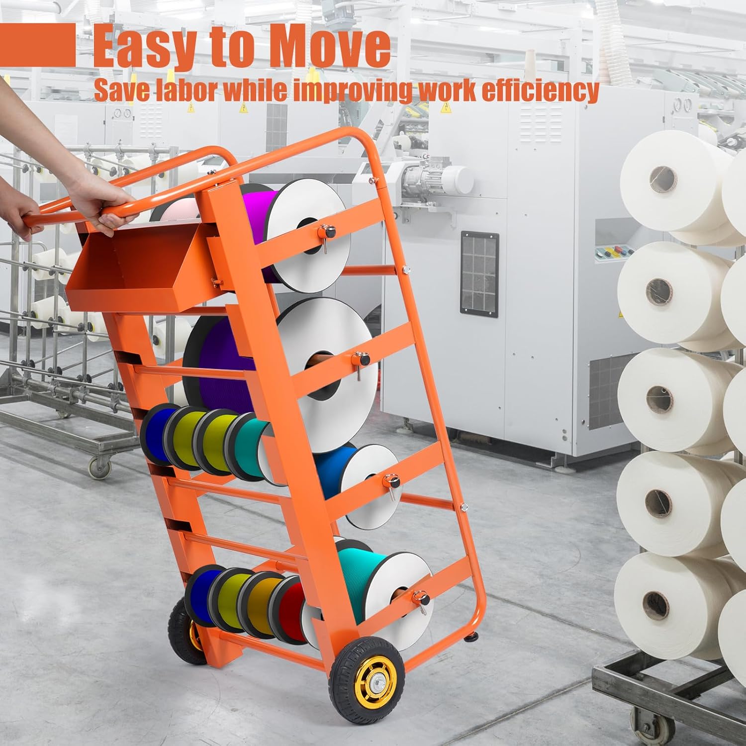 Wire Spool Rack, Cable Dispenser Cart with Wheels, 11 Rods Multi Wire Rack with Storage Tray, Heavy Duty Multi-Spool Wire Cable Holder for Electrical Industrial & Retail Use, Holds 300LBS