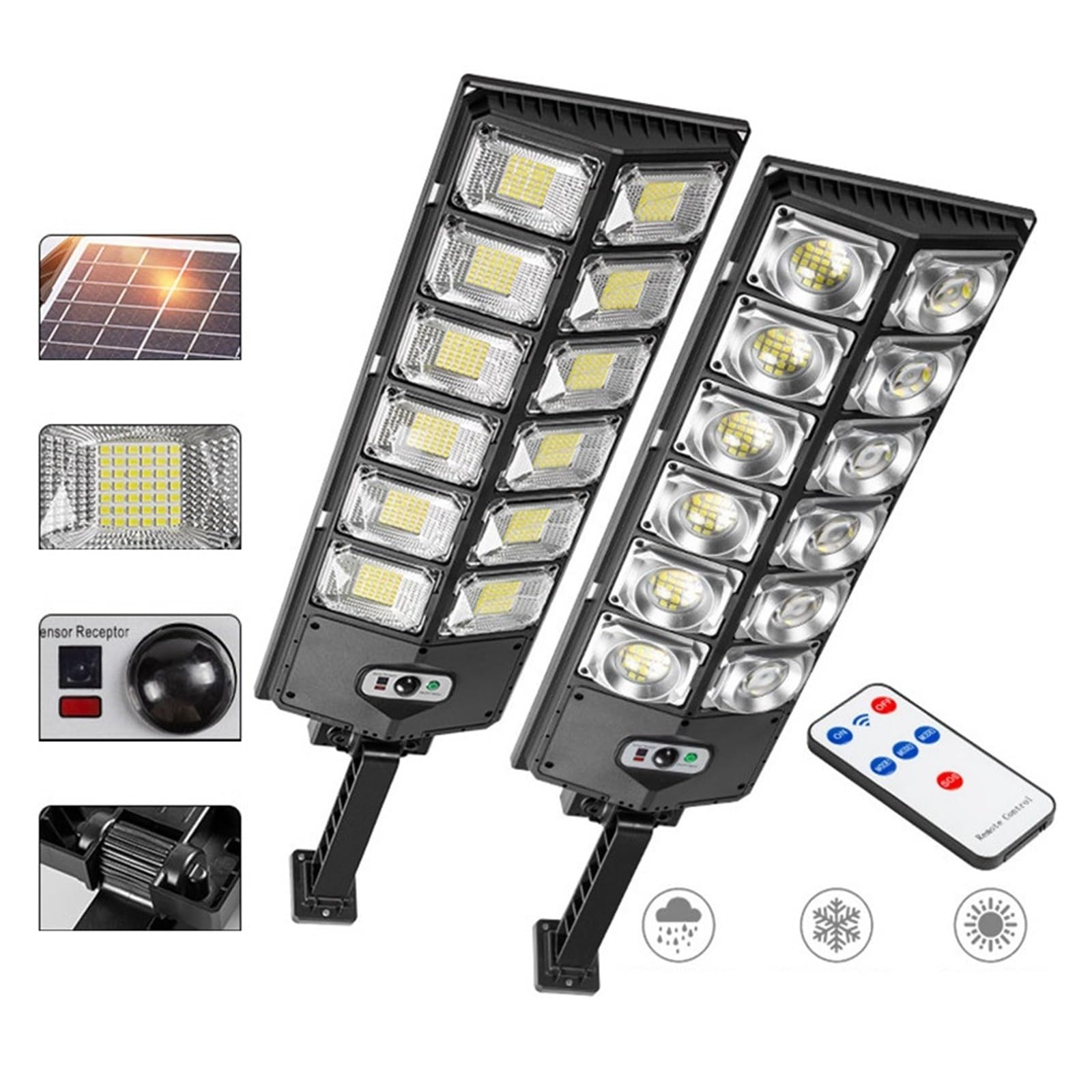 Lampy Solarne Zewnątrz, 504 LED Solar Street Lights Zewnętrzny czujnik ruchu słonecznego o dużej mocy Kinkiet Yard Garaż Ogród Bezpieczeństwo Zdalne światło powodziowe,Do ogrodu, ulicy, werandy(120LE