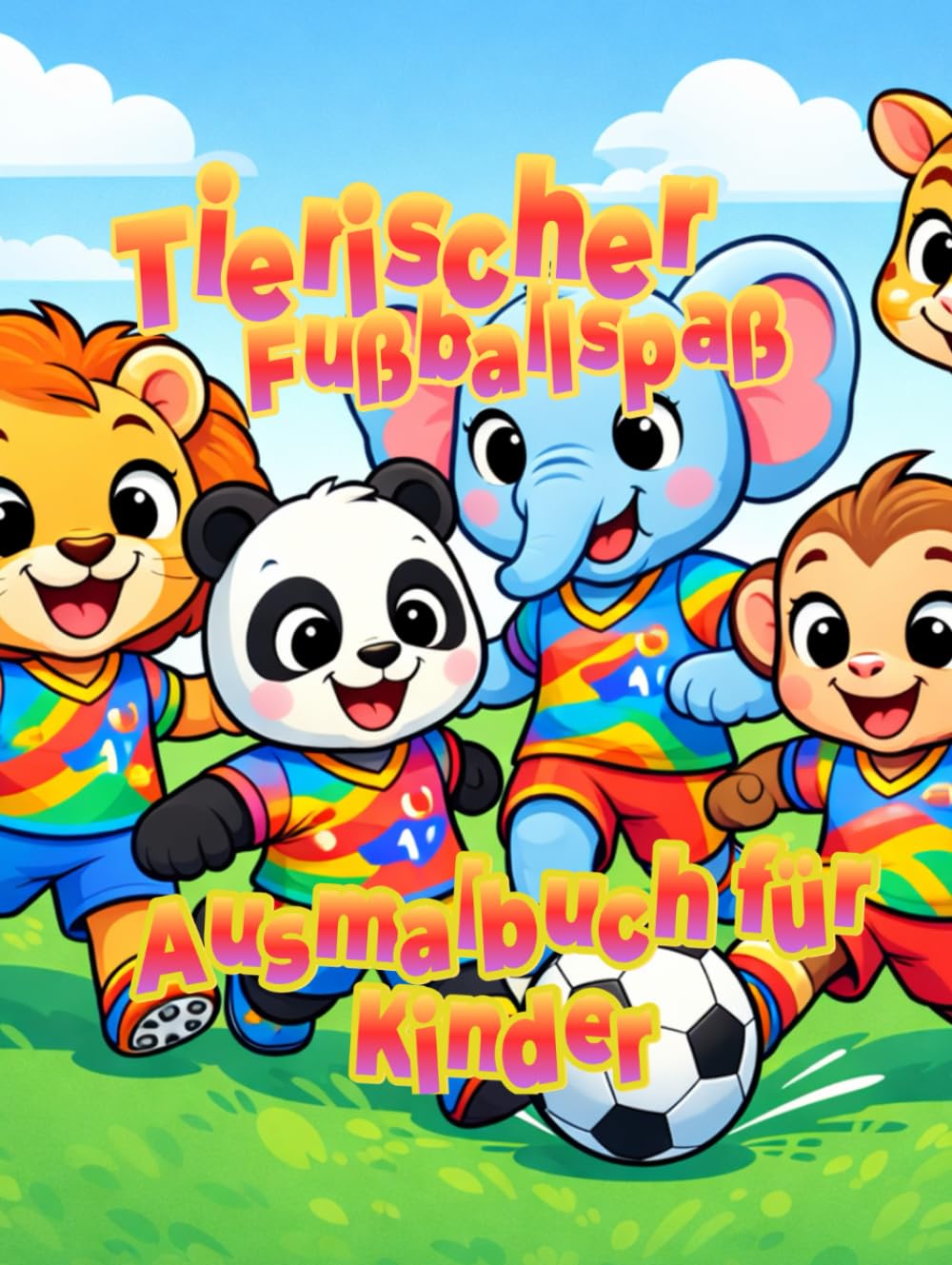 Tierischer Fußballspaß – Ausmalbuch für Kinder: 50 lustige Fußball-Tiere zum Ausmalen | Für Kinder von 3–6 Jahren | Schwarz-Weiß