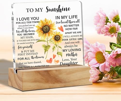 Miniatura 3 de Cartel acrílico con soporte de madera, regalo para mamá, de hija, a mi sol, I Love You Mother