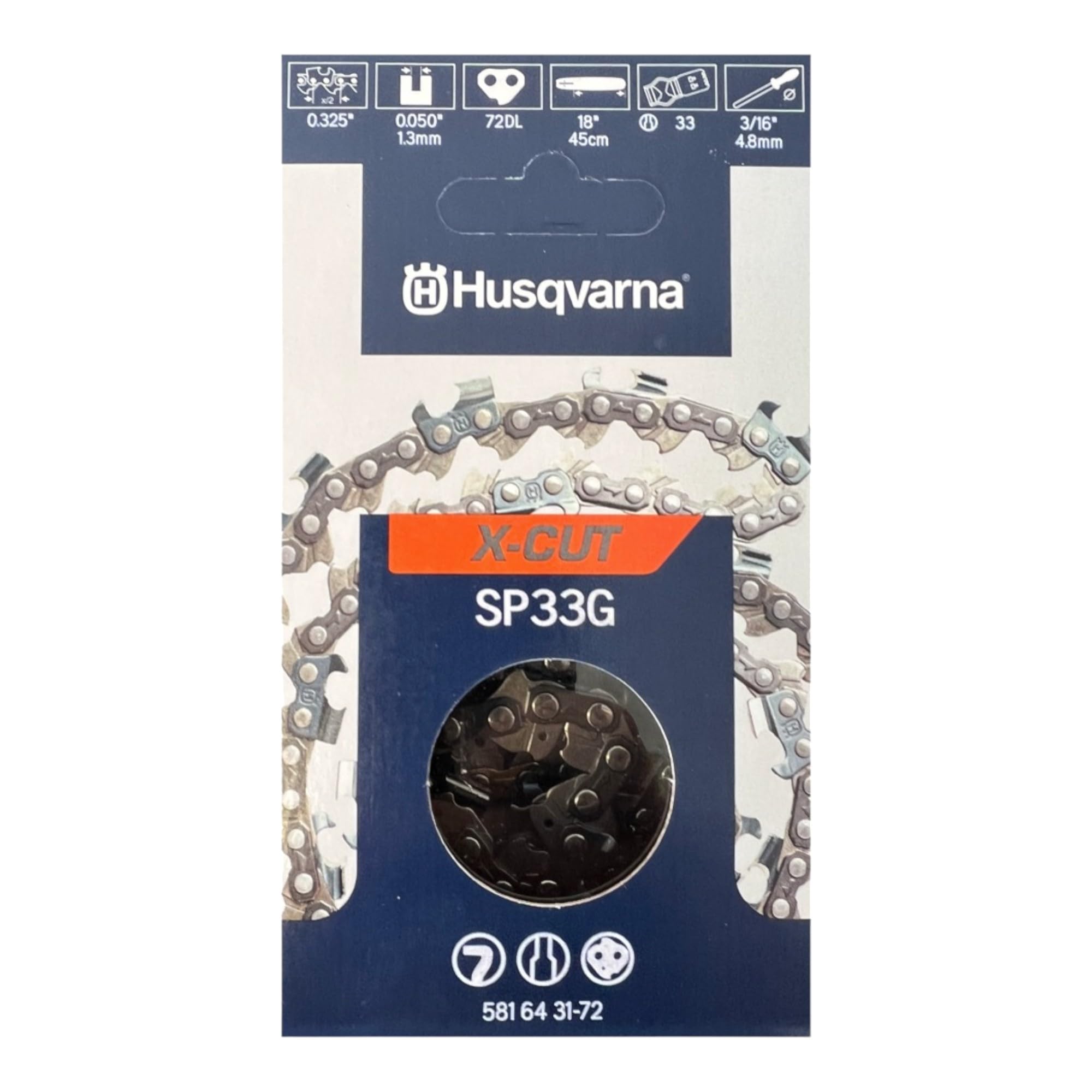 Husqvarna X CUT SP33G Sägekette Ersatzkette Halb Meißel 1,3 mm 33 cm (581643172)