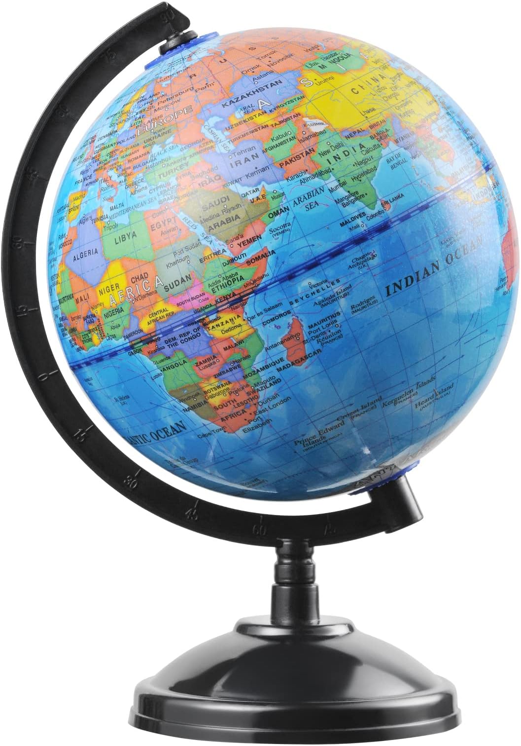 World Globe for Kids Learning - 6 inch Interactive Earth Globe with Stand for Children Students Educational Geography, Spinning World Globes Map Decorative Kids Room Classroom, Desk, Office, Home