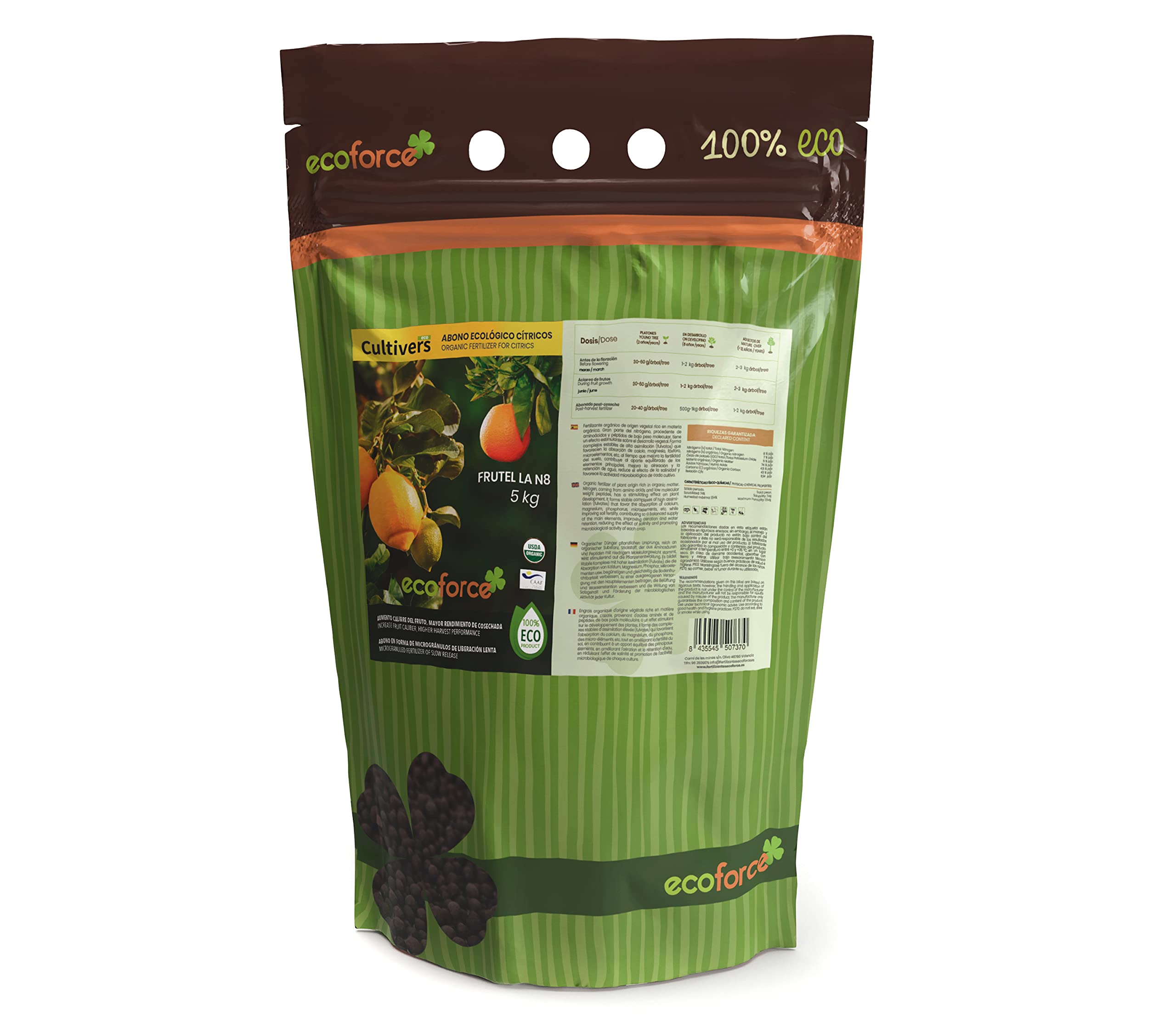 CULTIVERS Abono Cítricos Ecológico 5 kg. Fertilizante Origen 100% Orgánico y Natural Microgránulado. Mayor Rendimiento