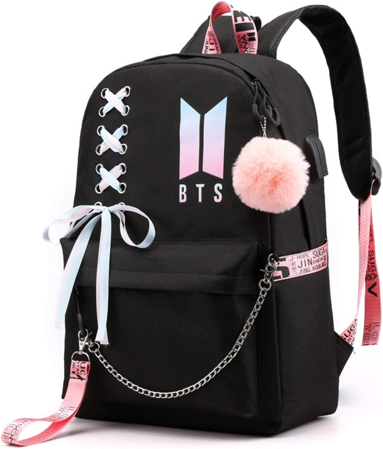 ApulvitBackpack For Girls Bangtan Boys Daypack Laptop Album Love Yourself Her Jin,Rapmonster,J-Hope,Suga,V,Jimin,Jung Kook, Black3, One Size