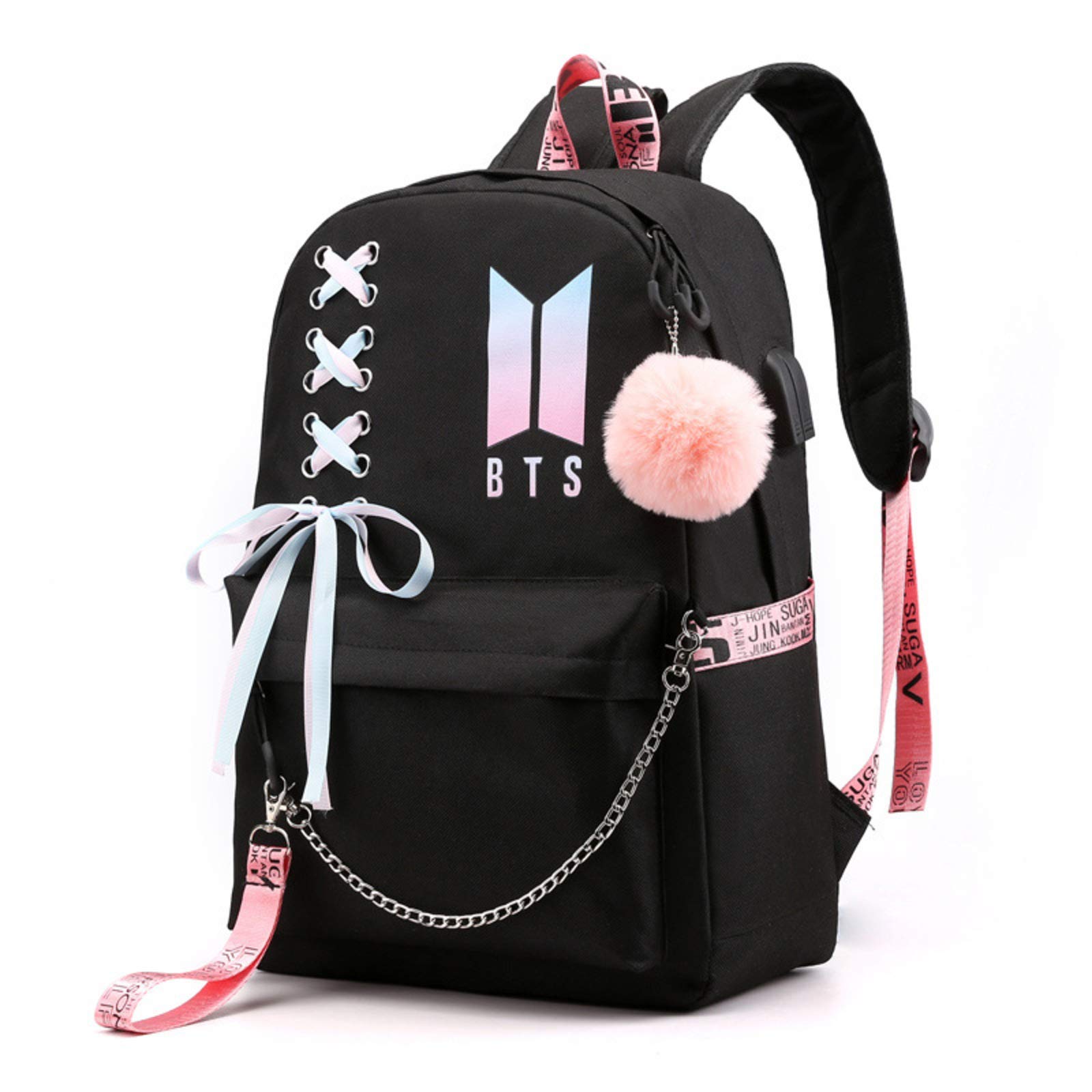 ApulvitBackpack For Girls Bangtan Boys Daypack Laptop Album Love Yourself Her Jin,Rapmonster,J-Hope,Suga,V,Jimin,Jung Kook, Black3, One Size