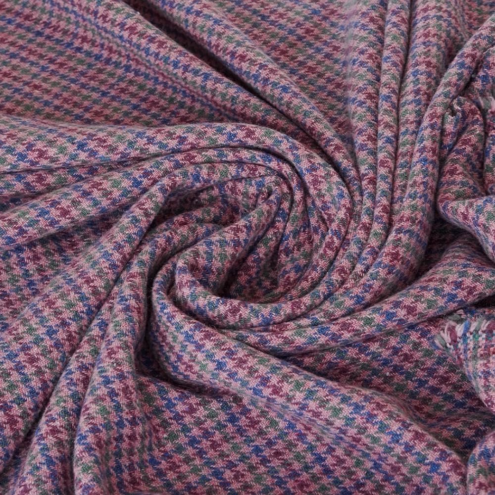 Italian Real 100% Wool Houndstooth Fabric by The Yard, 57" Width Classic Check Wool Fabric for Fashion Coats, Pants, Skirts, DIY & Home Decor