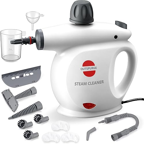 Limpiador de vapor de mano, disparo de vapor presurizado multisuperficie con 13 accesorios, bloqueo de seguridad, vaporizador para limpieza de