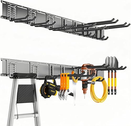 Organizador de herramientas de garaje para montaje en pared, sistema de almacenamiento de garaje resistente de 48 pulgadas y organizador de