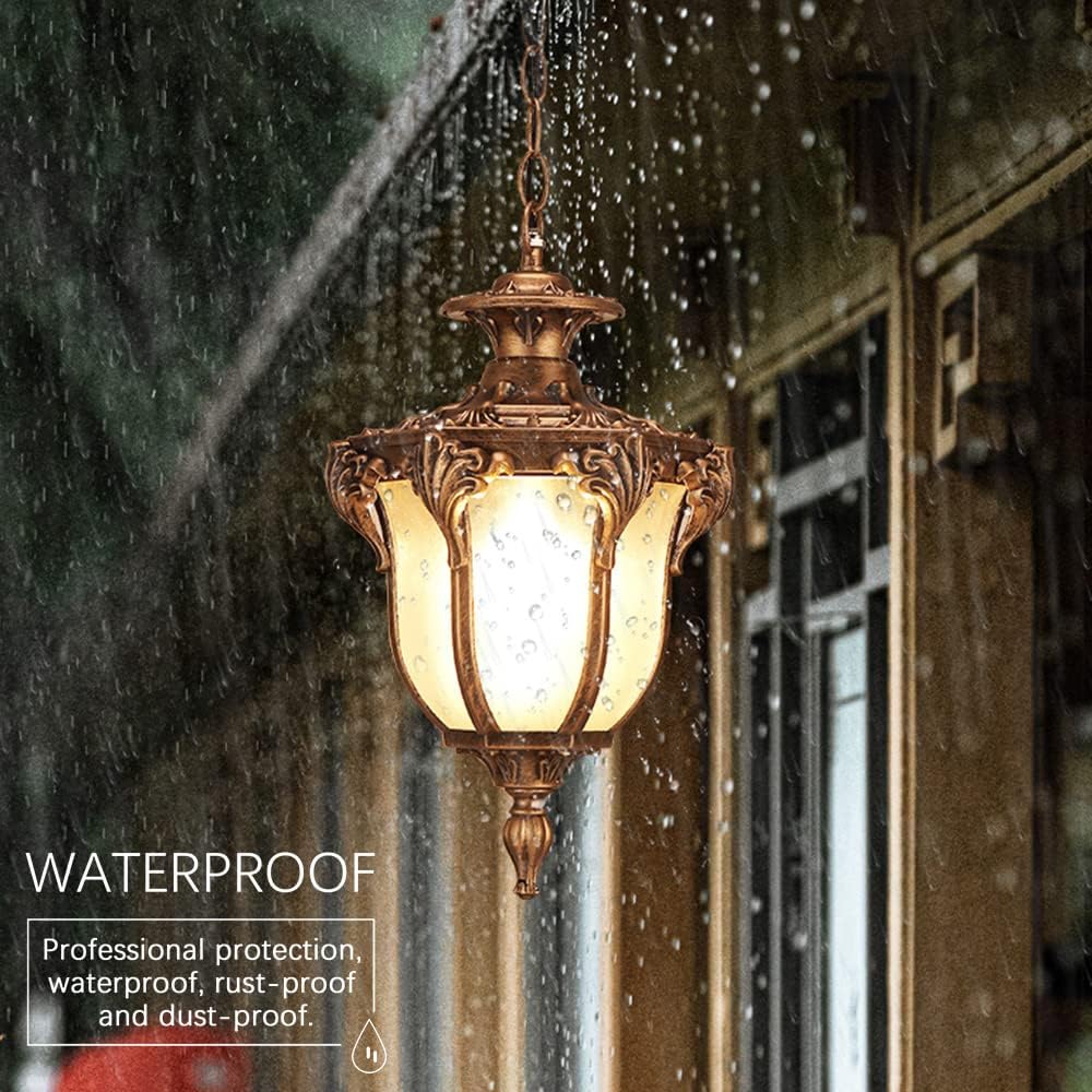 Victorian E26 Exterior Aluminum Ceiling Pendant Light American Outdoor Waterproof Chandelier European Garden Corridor Grape Frame Pavilion Hanging Light Adjustable Suspension Lighting Fixture