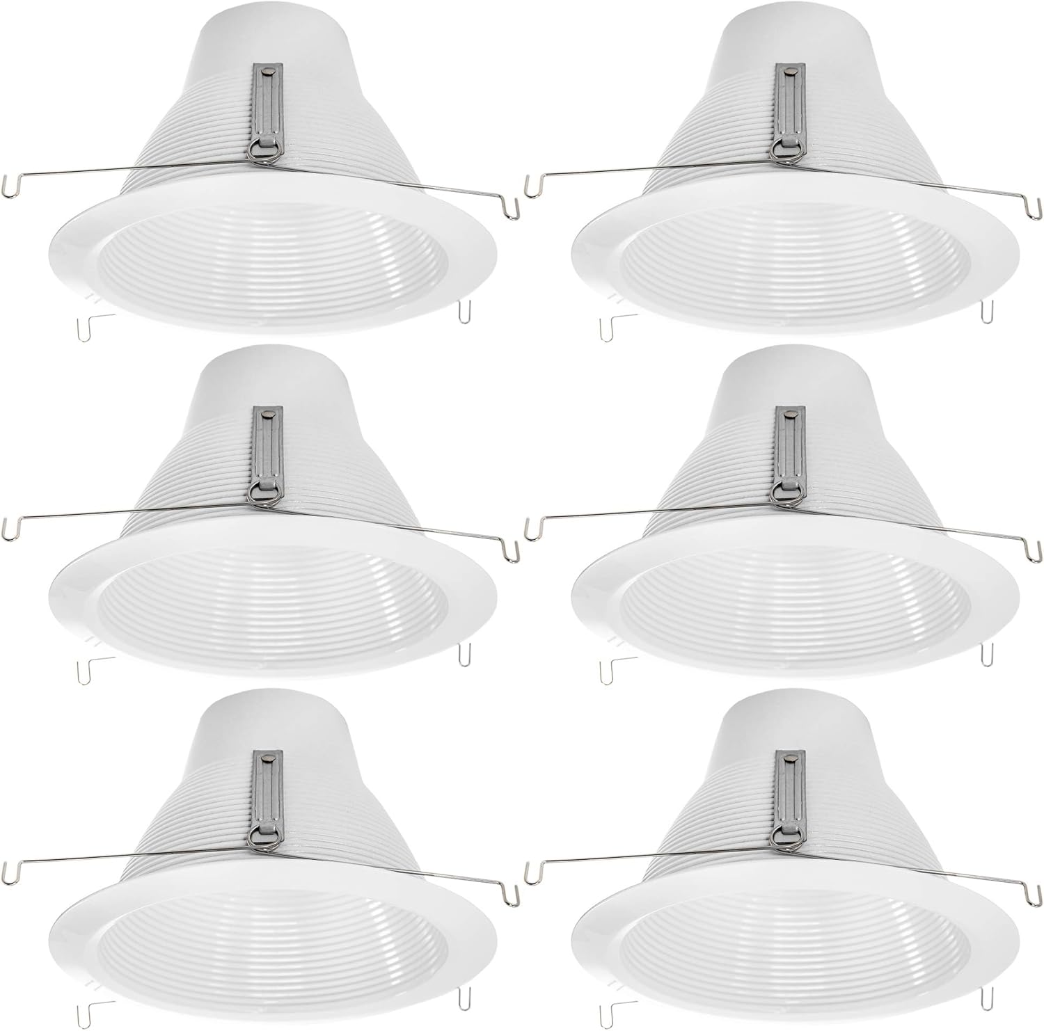 [6-Pack] PROCURU 6-Inch Recessed Light Shorty Cone Trim, Weatherproof Air-Tight, IC-Rated, White