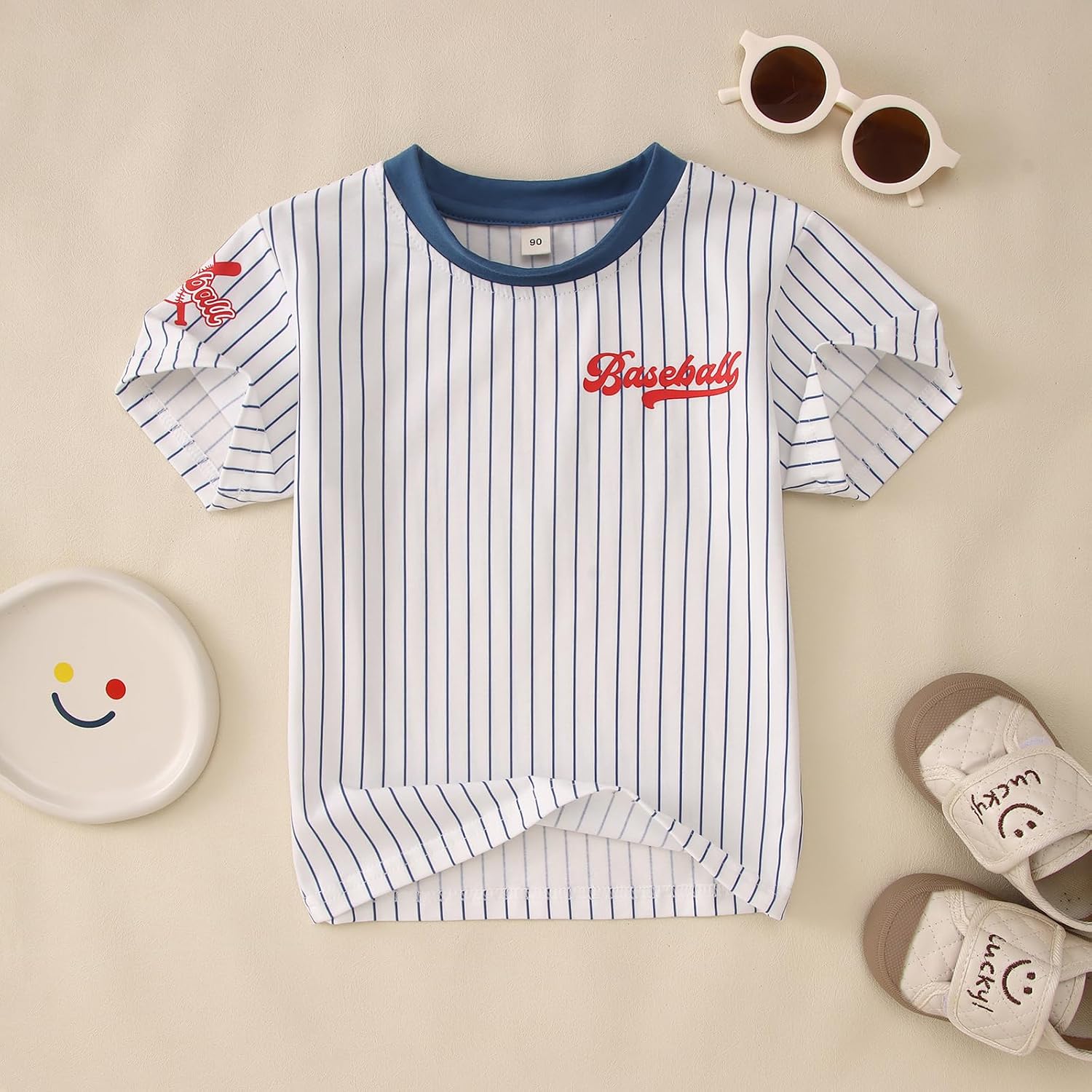 Toddler Baby Boy Girl Baseball Shirt Funny Stripe Jersey T-Shirt Kid Summer Game Day Short Sleeve Tee Tops