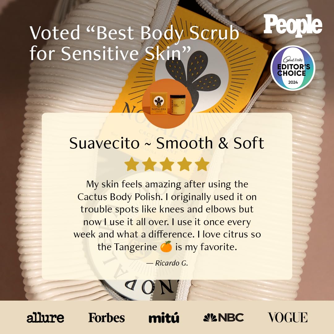 Nopalera Cactus Body Polish, Tangerine, 3-in-1 Clean Beauty, Oil Cleanser, Exfoliant and Body Moisturizer with Cactus Oil, Dermatologist-Tested, 6 oz