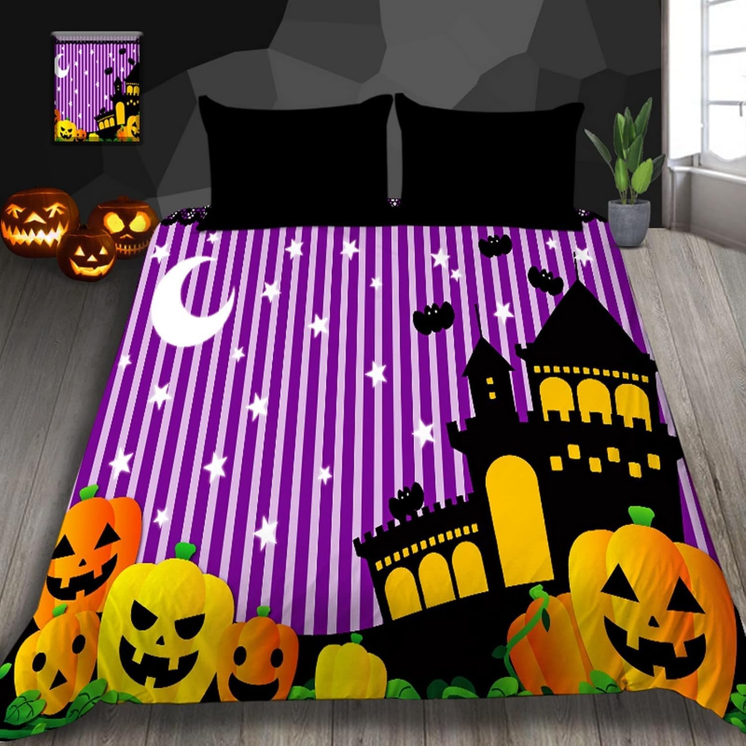 Housse de couette 260x230 cm pour créer une ambiance d'Halloween dans votre chambre
