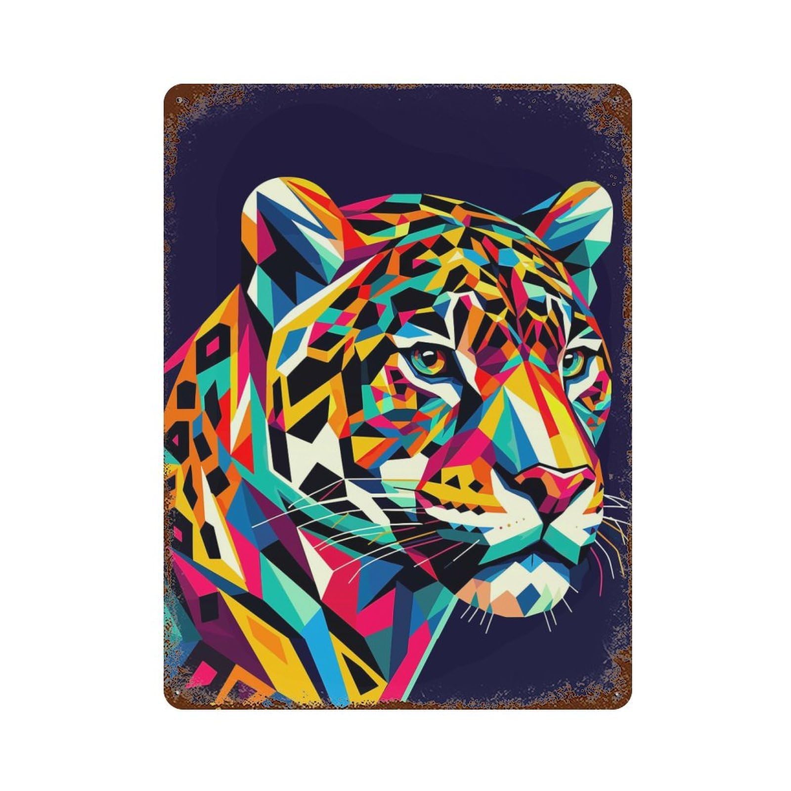 Jaguar Wpap Pop Art Weathered Tin Sign 15.7"x11.8", Vintage Wall Decor for Garage, Pub Or Kitchen
