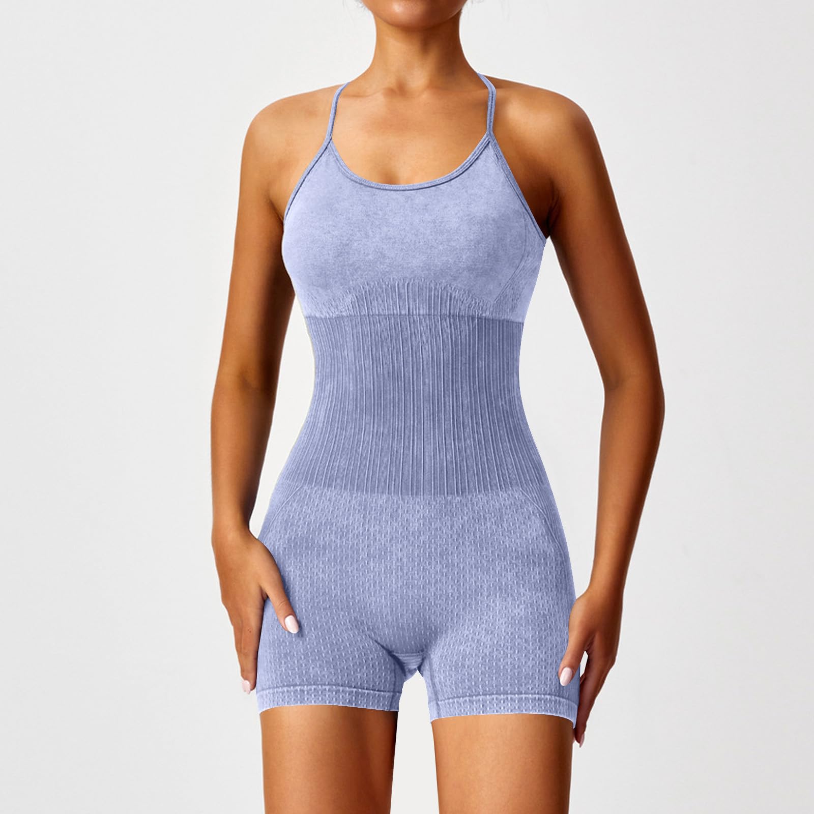 Mono Corto Deportivo Mujer sin Costuras Jumpsuit sin Mangas Verano Mono Sexy Elástico Body Overol Monos de Una Sola Pieza Ropa Deportiva Gimnasio Yoga Fitness Romper