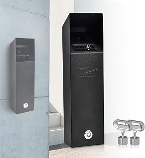 MHHQ Wall Mounted Trash Can Outdoor Commercial Butt Receptacles Butt Container Ash Disposal Outdoor Vertical Trash Can for Patios Gardens Hotels Pubs Offices(Black)