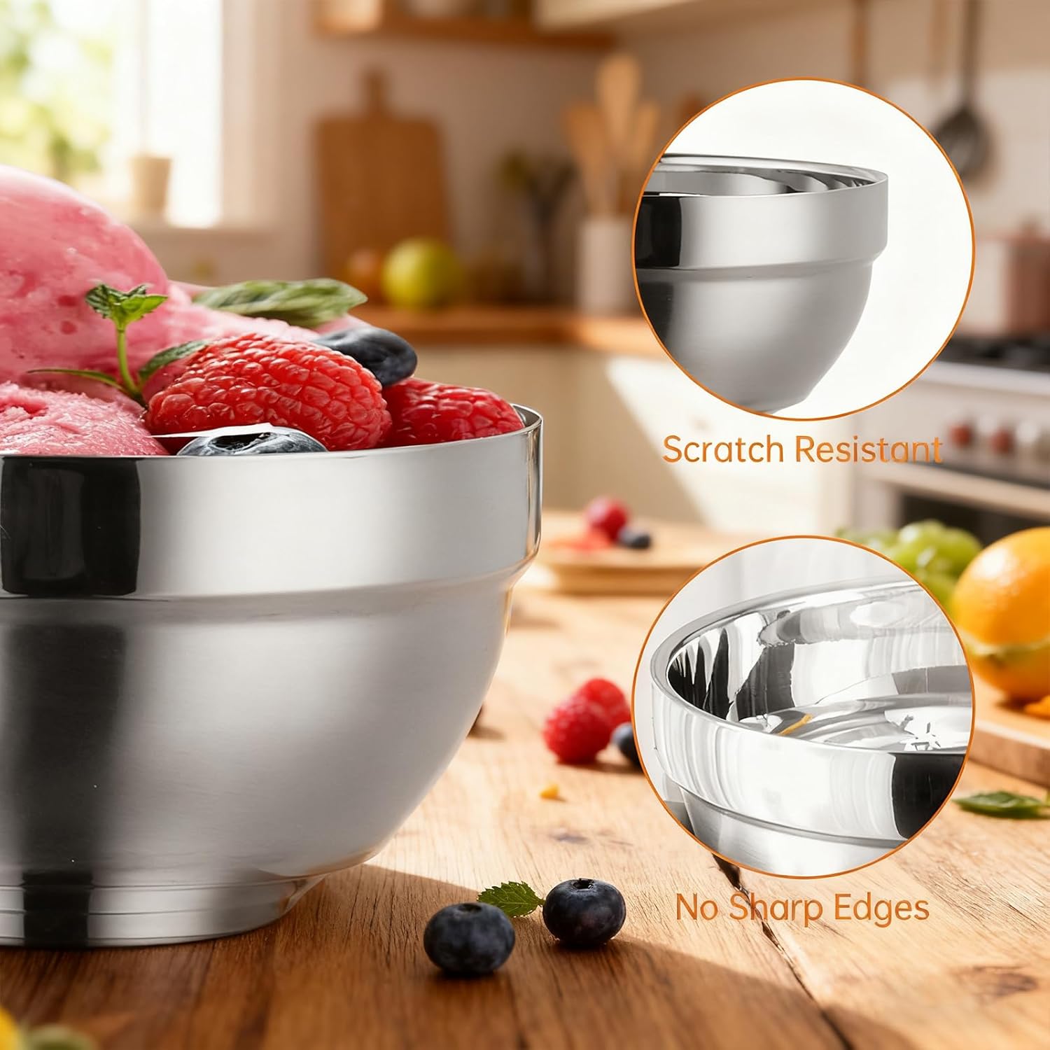 Stainless Steel Bowl Set: 500 ml Cereal Bowl, Set of 10 with Gift Box Included. Double Walled Insulated & Dishwasher Safe, Durable Deep Soup Bowl, Suitable for Home Kitchen & Child (Silver)