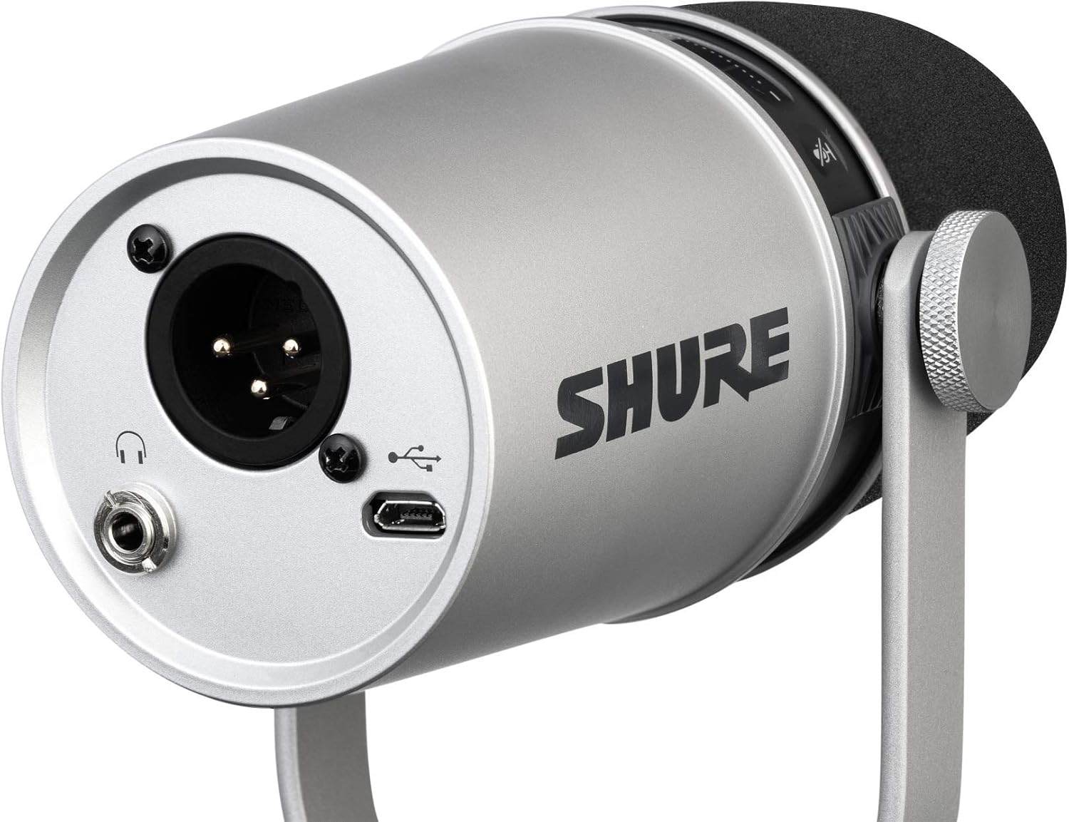 Shure MV7 USB Podcast Microphone for Podcasting, Recording, Live Streaming & Gaming, Built-In Headphone Output, All Metal USB/XLR Dynamic Mic, Voice-Isolating Technology, TeamSpeak Certified - Silver: Musical Instruments