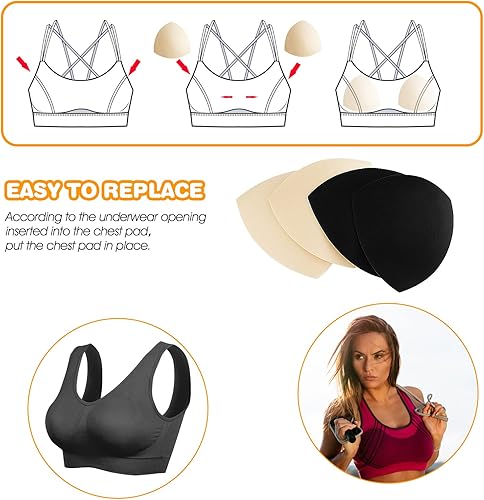 Vista 5 de Sibba Almohadillas de brasier para mujer, insertos triangulares extraíbles, repuestos deportivos para bikini, parte superior de traje de baño