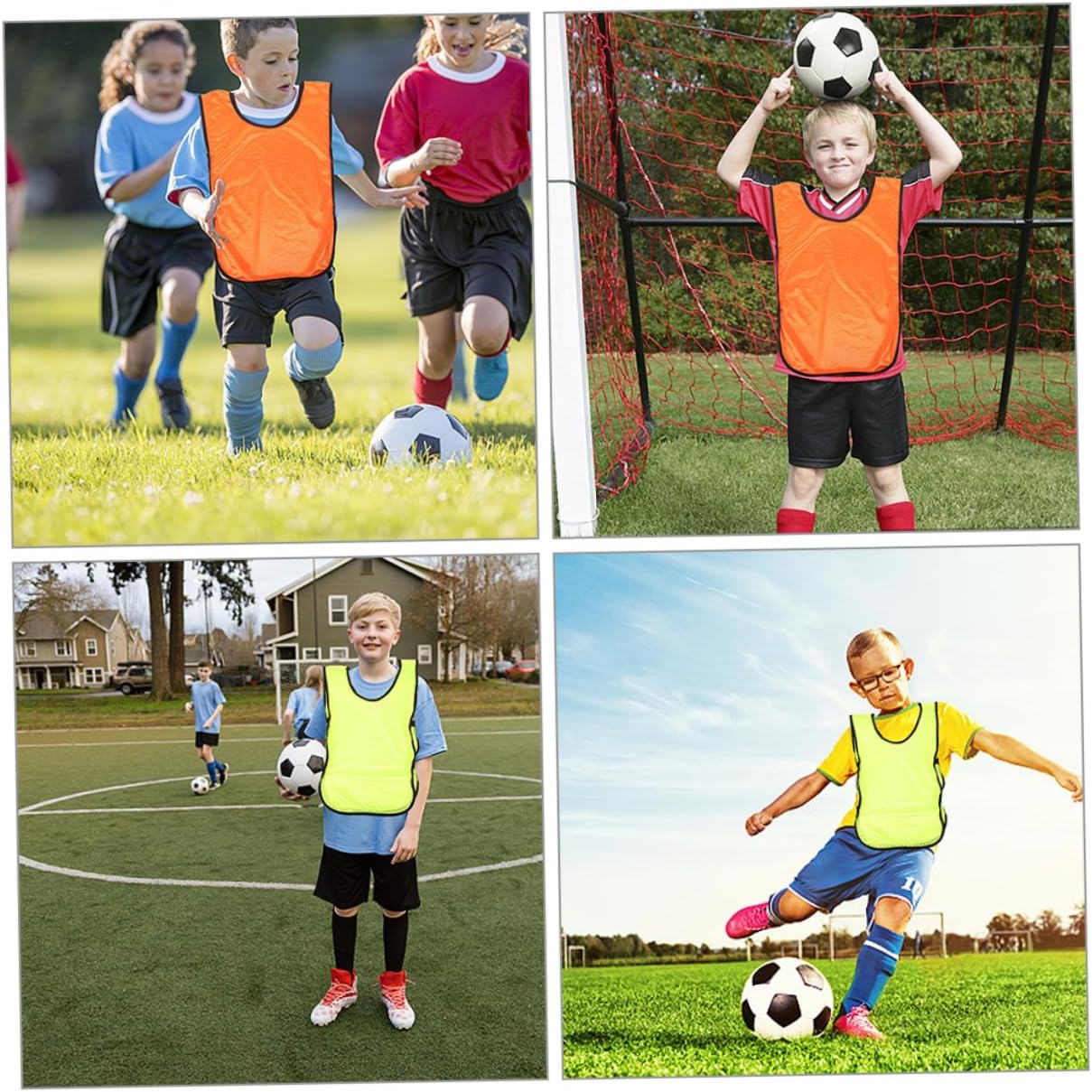 Toyvian 8Pcs Soccer Training Vests Lightweight Breathable Polyester Football Pinnies for Team Sports Practice Machine Washable Reusable Sports Jerseys with Open Sides for Boys