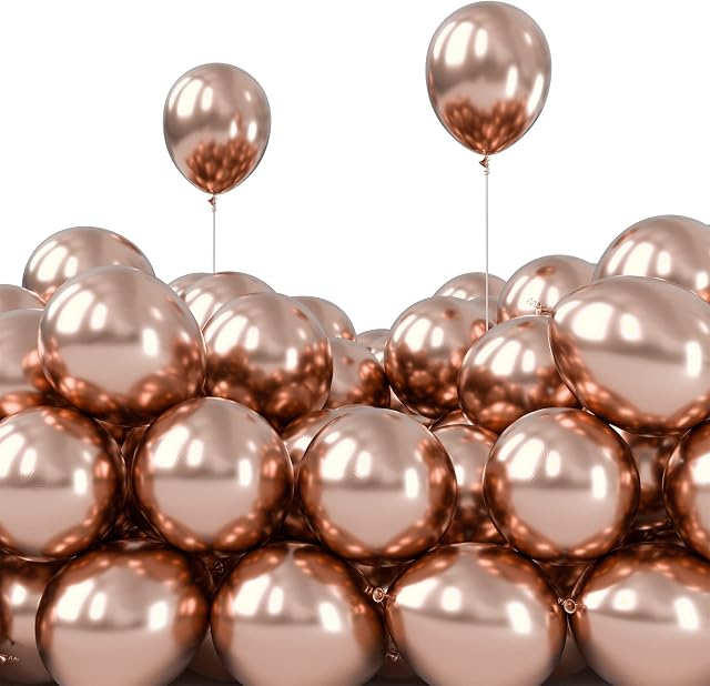 PartyWoo Rose Gold Balloons, 100 pcs 5 inch Metallic Balloons, Rose Gold Metallic Balloons, Latex Balloons for Rose Gold Birthday Decorations, Bachelorette Party Decorations, Engagement Wedding