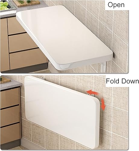 Miniatura 3 de Mesa de hojas colgantes montada en la pared, mesa flotante plegable para computadora, banco de trabajo plegable para oficina en casa, lavandería,