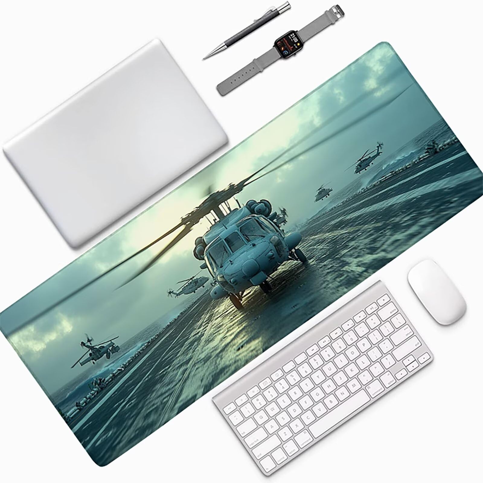 Tappetino Mouse XXL 1200x600x3mm, Tappetino Scrivania Verde Mouse pad Aereo con Bordi Cuciti, Base in Gomma Antiscivolo Extended Mousepad Gaming per Pad Pc Ufficio Accessori Gaming, Regalo 3-5787