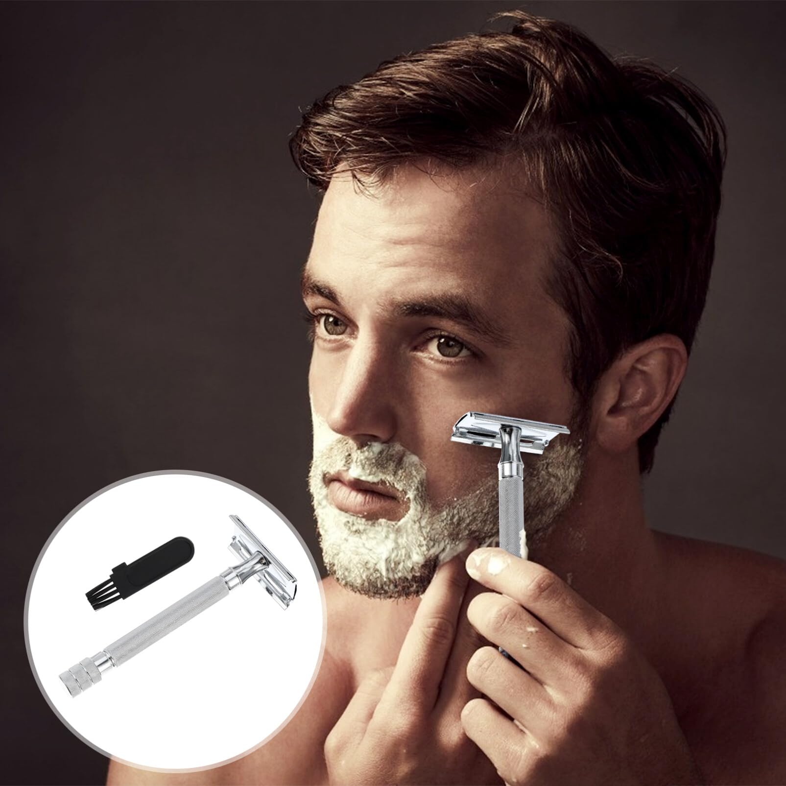 FOMIYES Classic Razor White Double Edge Safety Razor Elderly Male Shaver Shaving Tools Mens