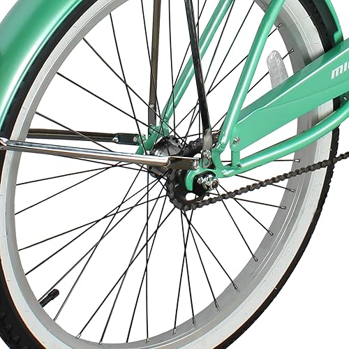 Vista 95 de MICARGI Bicicleta híbrida para adultos de 24/26 pulgadas, bicicleta híbrida de 1/7 velocidades para mujeres, hombres, personas mayores, bicicleta