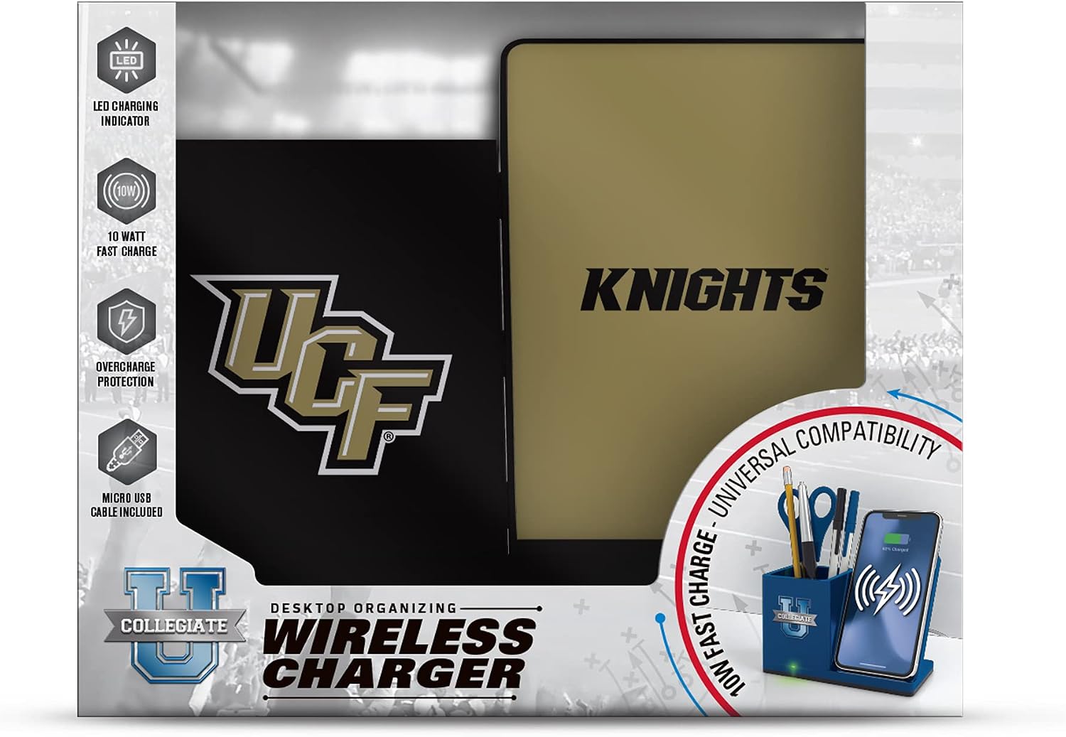 SOAR NCAA Unisex Cell Phone Wireless Charging Stand and Desktop Organizer