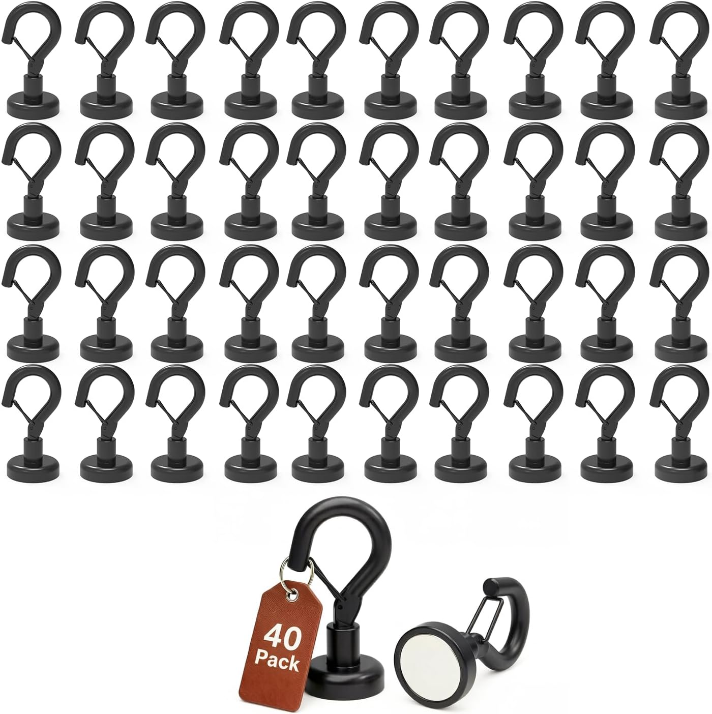 Ant Mag Magnetic Hooks Heavy Duty with Snap 22lbs Strong Magnet Hooks Great Hanging for Refrigerator, Cruise Cabin, Grill, Wreath,Kitchen,Office 50 Pack