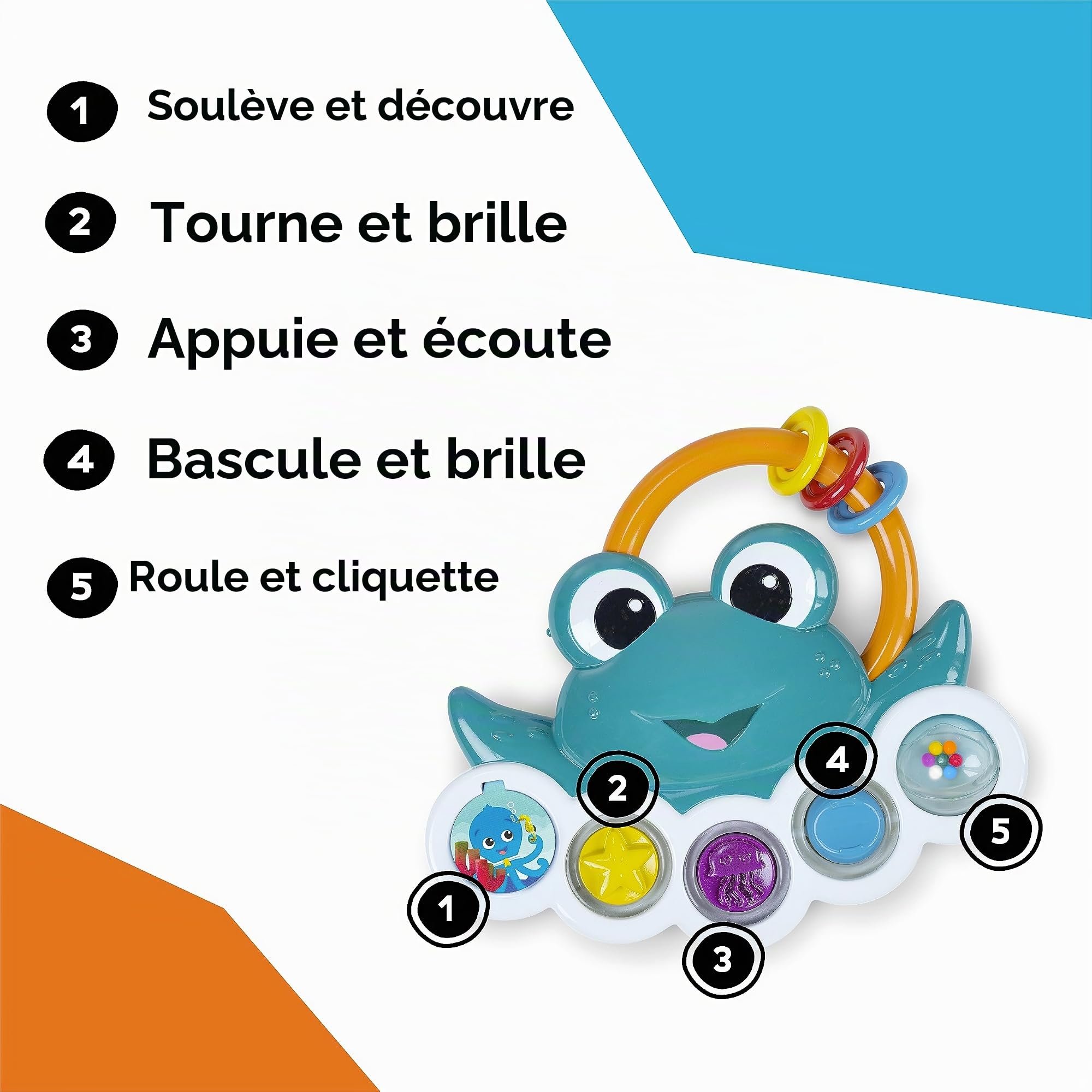 Baby Einstein Jouet sensoriel Ocean Explorers Neptune’s Busy Bubbles Sensory Activity Toy de, avec lumières interactives et Musique, Enfants de 3 Mois et Plus