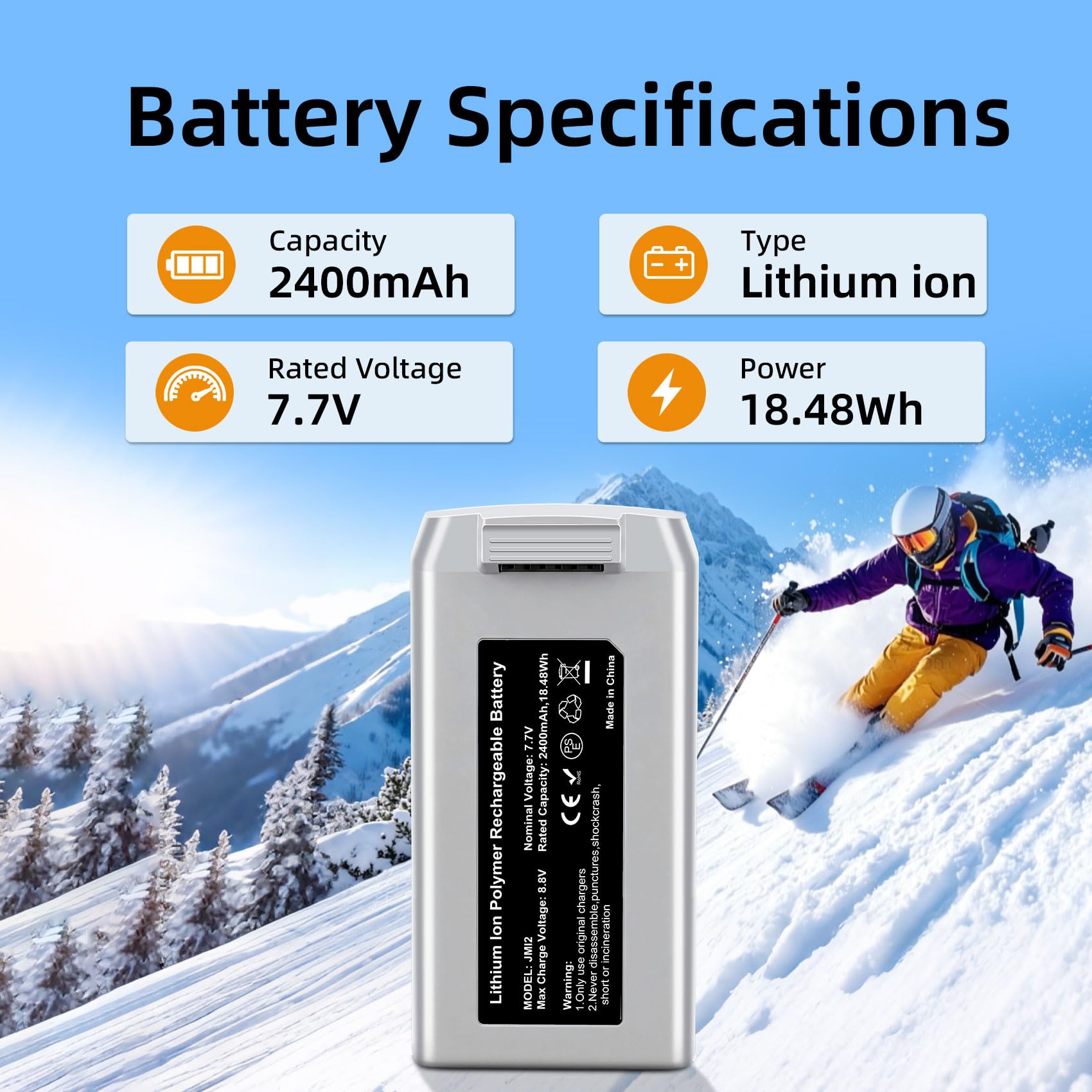 Mini 2, Mini 4K confezione da 2 batterie di ricambio intelligenti per drone da 2400 mAh autonomia di volo massima di 31 minuti compatibili con i droni DJI Mini 4K/2/SE/2 SE