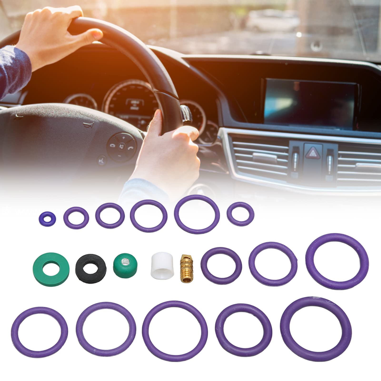 Kit di Guarnizioni per di Aria Condizionata 225PCS Set di Guarnizioni O-ring per Condizionatore D'aria per Auto Assortimento di 14 Misure con Distanziatore a Rondella per