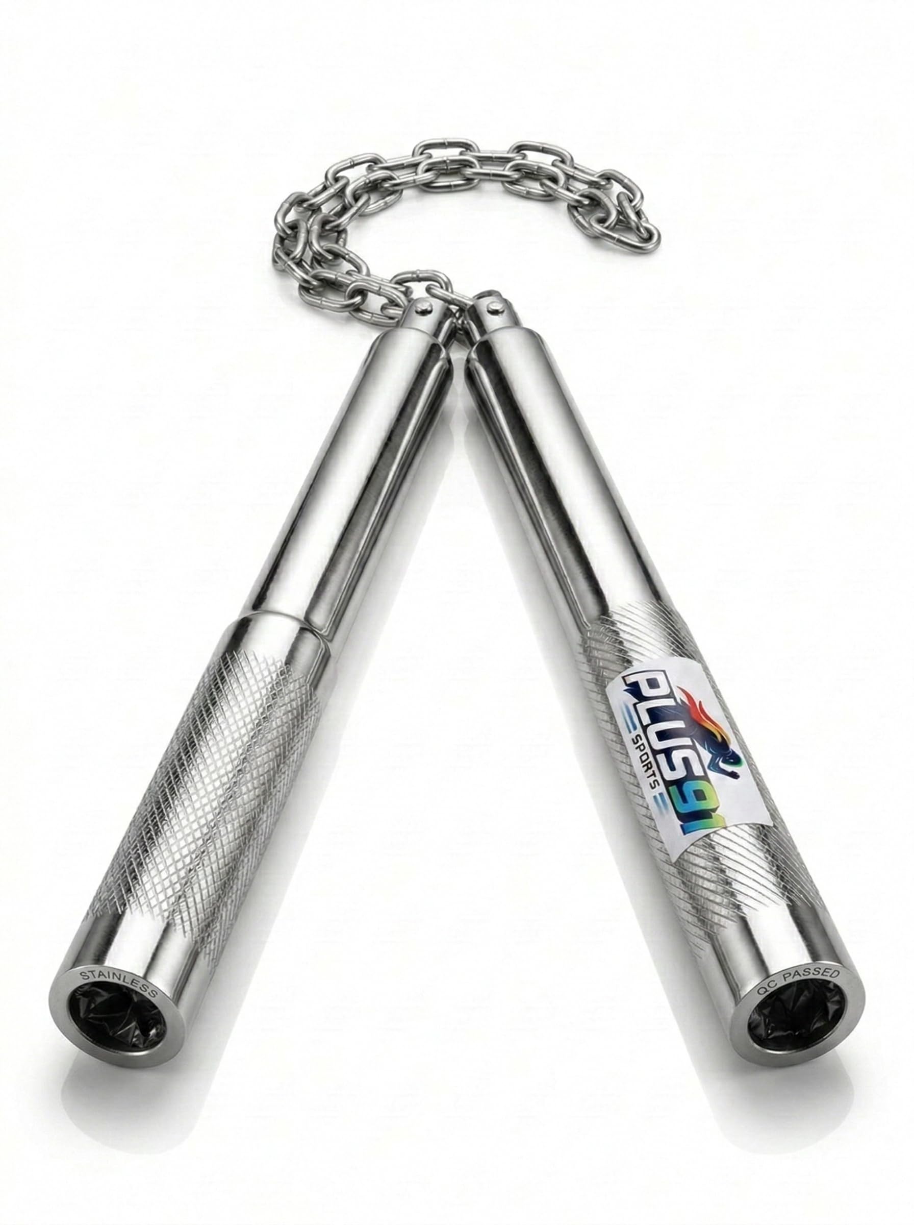 Pro Steel Nunchaku Metal with Chain – Martial Arts Training Weapon for Karate, Kung Fu & Self Defense | Anti-Slip Grip Heavy Duty Practice Nunchaku for Beginners & Professionals