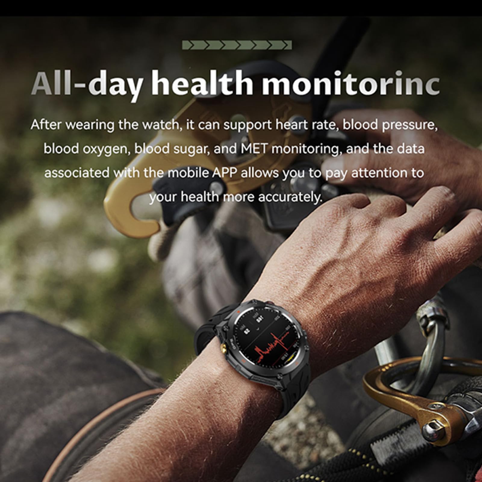 Annadue Smart Watch per Esterni con Bussola GPS Integrata, 100 modalità Sportive, Impermeabile, Schermo IPS da 1,45 Pollici, Batteria a Lunga Durata da 650 MAh (BLACK)